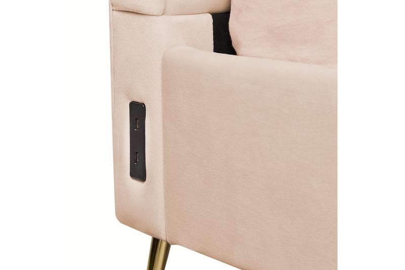 Seng med lamellramme Miribel - Beige, gull, 160x200 cm - Møbler - Senger - Sengeramme & sengestamme