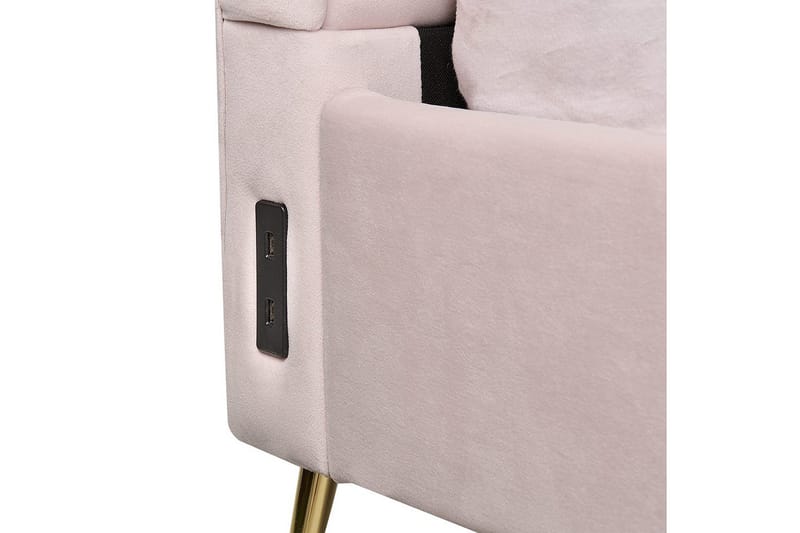 Seng med lamellramme Miribel - Rosa, gull, 140x200 cm - Møbler - Senger - Sengeramme & sengestamme