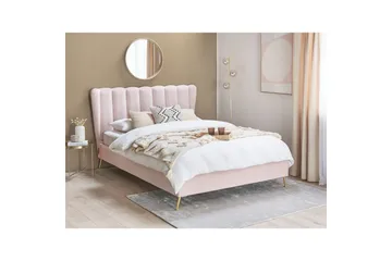 Seng med lamellramme Miribel - Rosa, gull, 140x200 cm - Møbler - Senger - Sengeramme & sengestamme