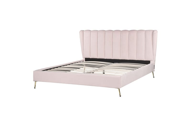 Seng med lamellramme Miribel - Rosa, gull, 180x200 cm - Møbler - Senger - Sengeramme & sengestamme
