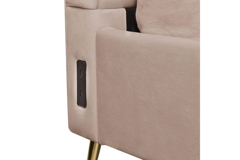 Seng med lamellramme Miribel - Taupe, gull, 140x200 cm - Møbler - Senger - Sengeramme & sengestamme