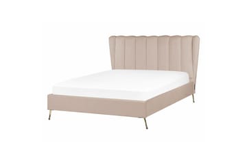 Seng med lamellramme Miribel - Taupe, gull, 140x200 cm - Møbler - Senger - Sengeramme & sengestamme