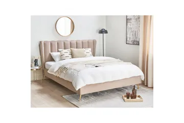 Seng med lamellramme Miribel - Taupe, gull, 160x200 cm - Møbler - Senger - Sengeramme & sengestamme