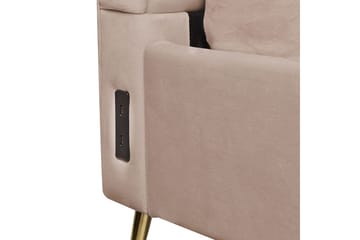 Seng med lamellramme Miribel - Taupe, gull, 160x200 cm - Møbler - Senger - Sengeramme & sengestamme