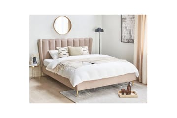 Seng med lamellramme Miribel - Taupe, gull, 160x200 cm - Møbler - Senger - Sengeramme & sengestamme