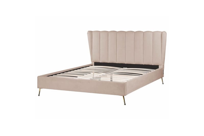 Seng med lamellramme Miribel, Taupe, gull, 160x200 cm