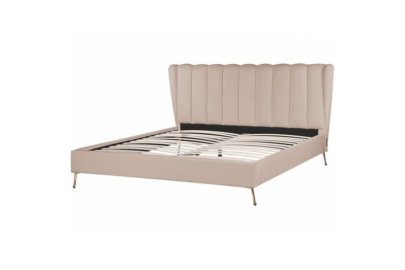 Seng med lamellramme Miribel, Taupe, gull, 180x200 cm