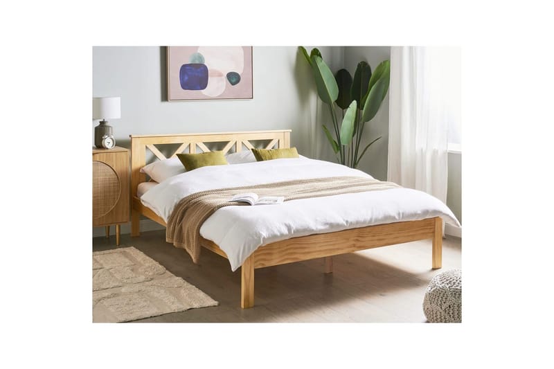 Seng med lamellramme Tannay - Lyst tre, 160x200 cm - Møbler - Senger - Sengeramme & sengestamme