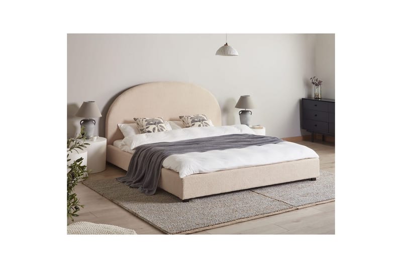 Seng med lamellramme Vaucluse - Beige/Bouclé, 180x200 cm - Møbler - Senger - Sengeramme & sengestamme