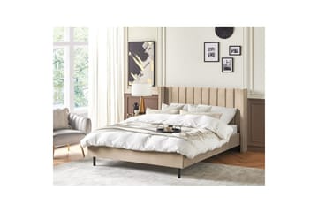 Seng med lamellramme Villette - Beige, svart, 160x200 cm - Møbler - Senger - Sengeramme & sengestamme