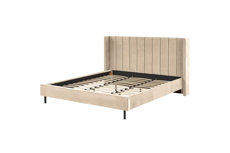 Seng med lamellramme Villette, Beige, svart, 180x200 cm