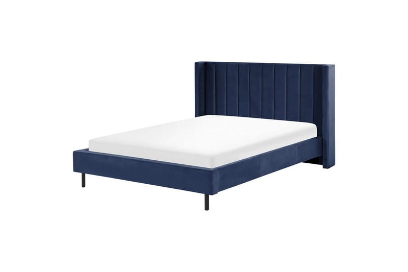 Seng med lamellramme Villette - Blå, Svart, 160x200 cm - Møbler - Senger - Sengeramme & sengestamme