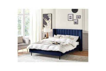 Seng med lamellramme Villette - Blå, Svart, 160x200 cm - Møbler - Senger - Sengeramme & sengestamme