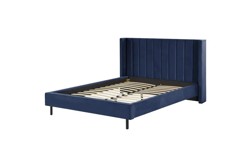 Seng med lamellramme Villette, Blå, Svart, 160x200 cm