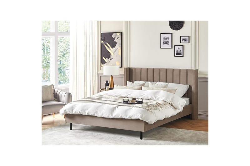 Seng med lamellramme Villette - Taupe, gull, 180x200 cm - Møbler - Senger - Sengeramme & sengestamme
