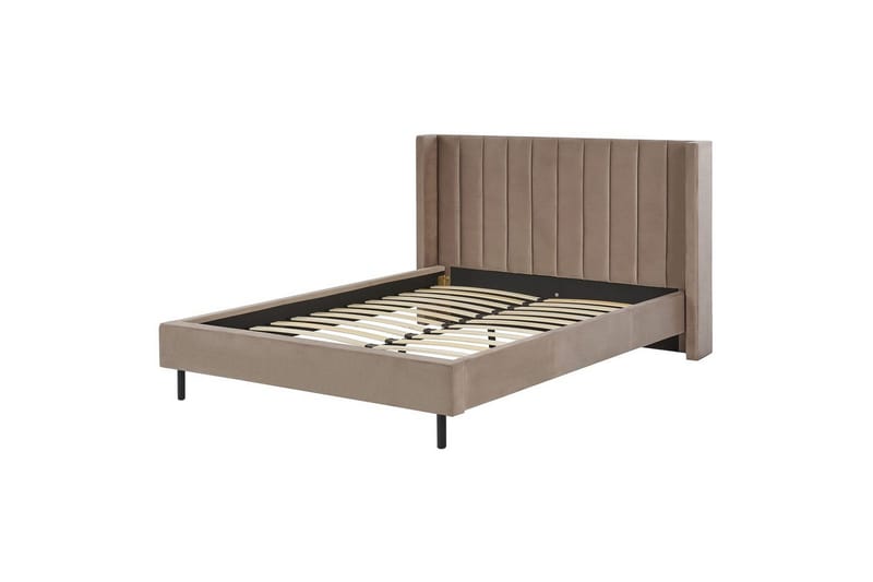 Seng med lamellramme Villette, Taupe, svart, 160x200 cm