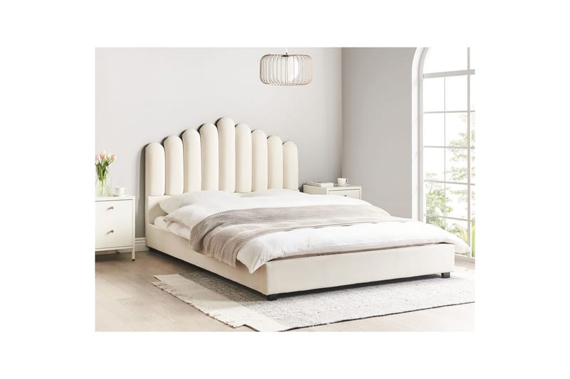 Seng med lamellramme Vincennes - Hvit, Svart, 160x200 cm - Møbler - Senger - Sengeramme & sengestamme