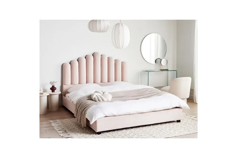 Seng med lamellramme Vincennes - Rosa, Svart, 160x200 cm - Møbler - Senger - Sengeramme & sengestamme