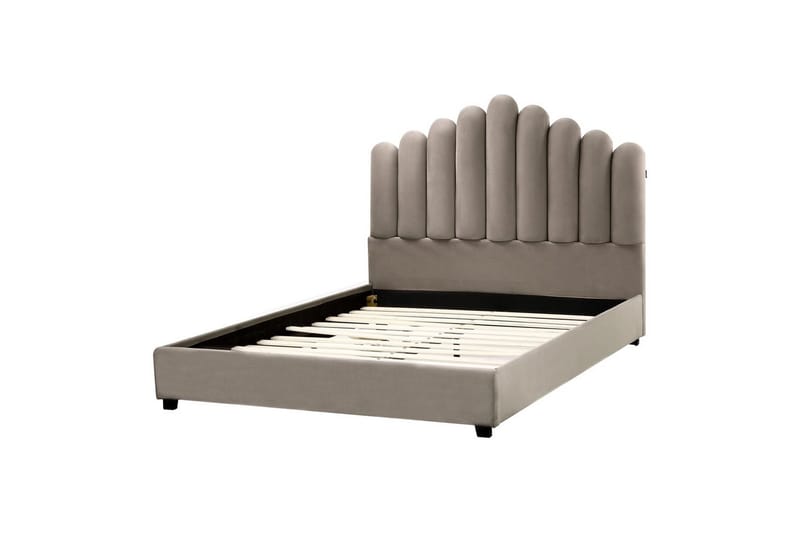 Seng med lamellramme Vincennes, Taupe, svart, 140x200 cm