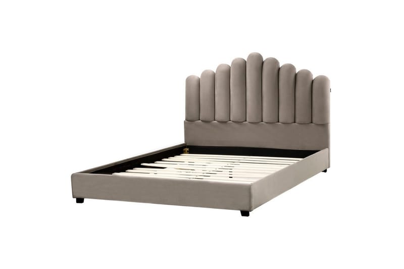 Seng med lamellramme Vincennes, Taupe, svart, 160x200 cm