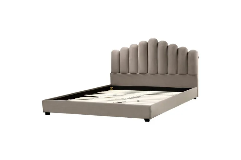 Seng med lamellramme Vincennes, Taupe, svart, 180x200 cm