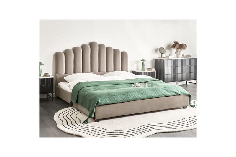 Seng med lamellramme Vincennes - Taupe, svart, 180x200 cm - Møbler - Senger - Sengeramme & sengestamme