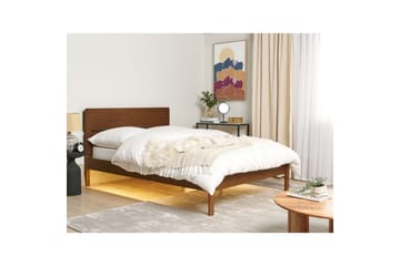 Seng med LED-belysning Boisset - Brun/Gummitre, 140x200 cm - Møbler - Senger - Sengeramme & sengestamme