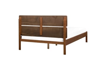 Seng med LED-belysning Boisset - Brun/Gummitre, 140x200 cm - Møbler - Senger - Sengeramme & sengestamme