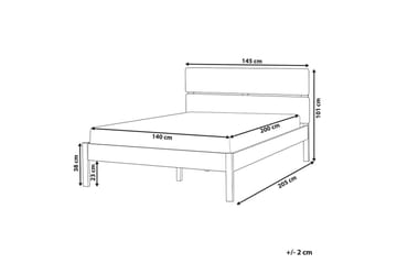 Seng med LED-belysning Boisset - Brun/Gummitre, 140x200 cm - Møbler - Senger - Sengeramme & sengestamme