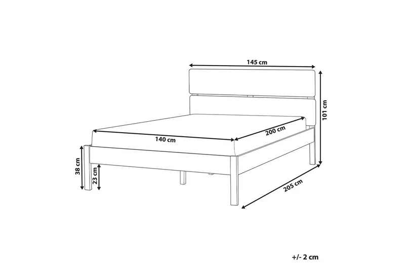 Seng med LED-belysning Boisset - Brun/Gummitre, 140x200 cm - Møbler - Senger - Sengeramme & sengestamme