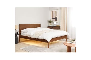 Seng med LED-belysning Boisset - Brun/Gummitre, 160x200 cm - Møbler - Senger - Sengeramme & sengestamme
