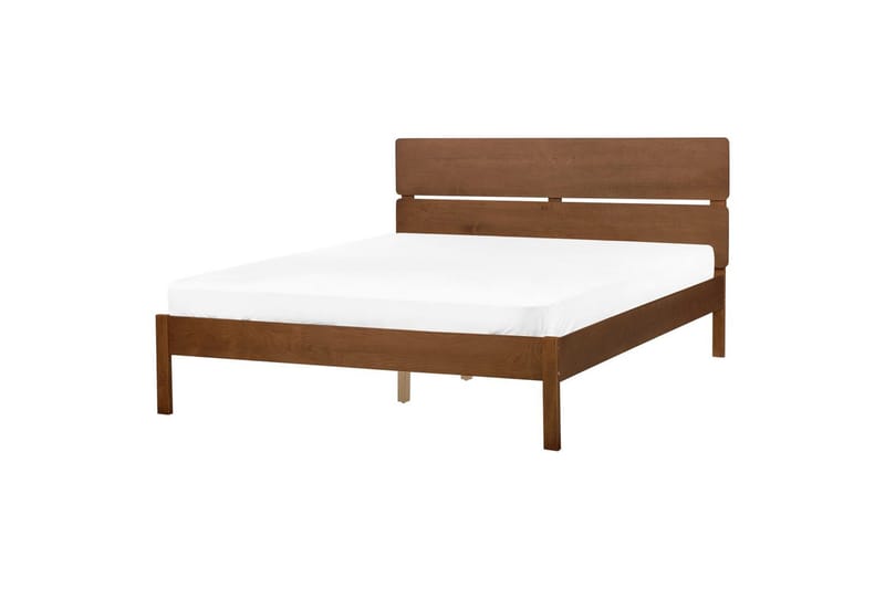 Seng med LED-belysning Boisset - Brun/Gummitre, 160x200 cm - Møbler - Senger - Sengeramme & sengestamme
