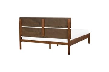Seng med LED-belysning Boisset - Brun/Gummitre, 160x200 cm - Møbler - Senger - Sengeramme & sengestamme