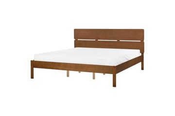 Seng med LED-belysning Boisset - Brun/Gummitre, 180x200 cm - Møbler - Senger - Sengeramme & sengestamme