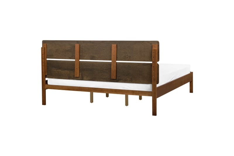 Seng med LED-belysning Boisset - Brun/Gummitre, 180x200 cm - Møbler - Senger - Sengeramme & sengestamme
