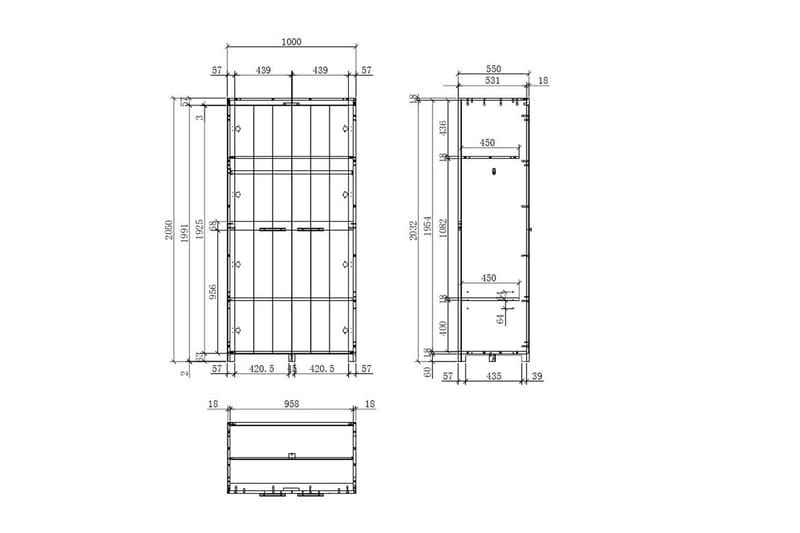 Seng med Nattbord 2-dørs garderobe Erik - Møbler - Senger - Møbelsett til soverom