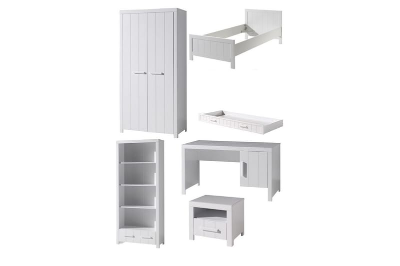 Seng med nattbord 2-dørs garderobeskap Skrivebord Bokhylle Skuff Erik