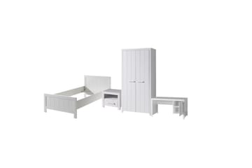 Seng med nattbord 2-dørs garderobeskap Skrivebord Erik - Møbler - Senger - Møbelsett til soverom