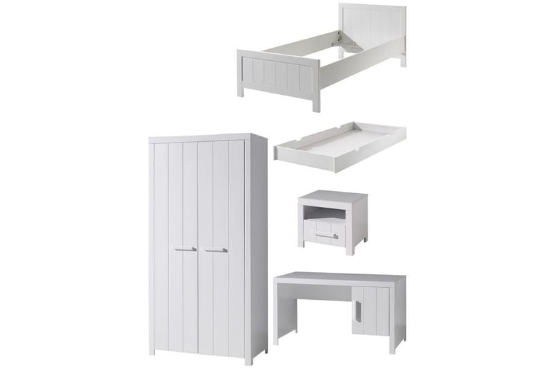 Seng med nattbord 2-dørs garderobeskap Skrivebord Skuff Erik