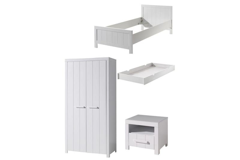 Seng med nattbord 2-dørs garderobeskap Skuff Erik