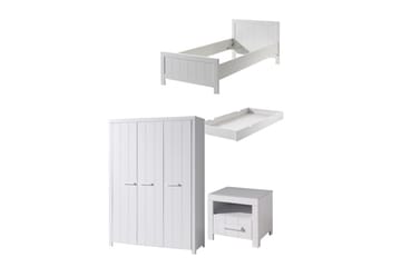 Seng med nattbord 3-dørs garderobe skuff Erik - Møbler - Senger - Møbelsett til soverom