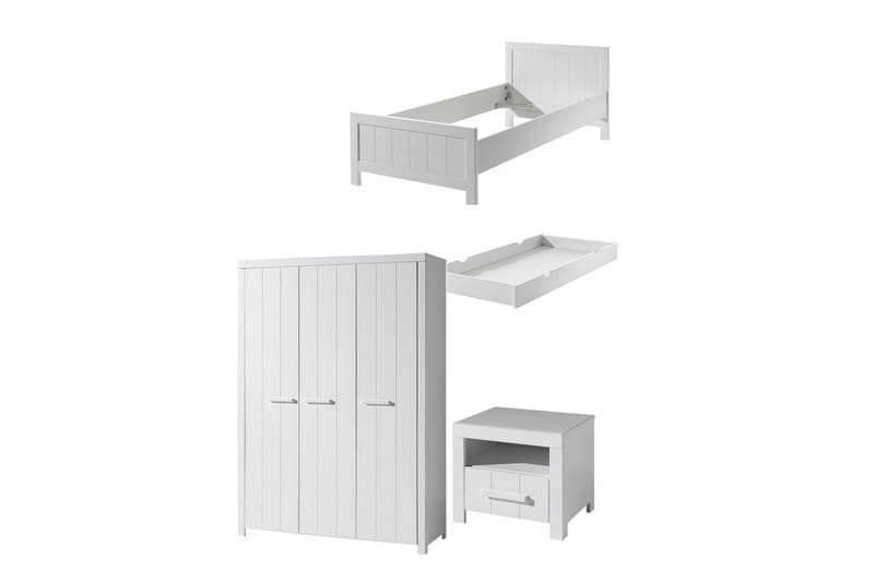 Seng med nattbord 3-dørs garderobe skuff Erik