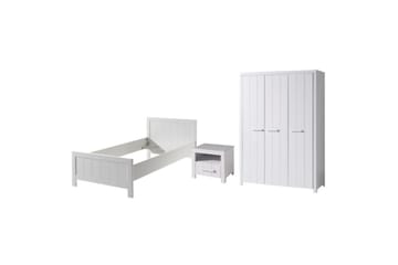 Seng med nattbord 3-dørs garderobeskap Erik - Møbler - Senger - Møbelsett til soverom