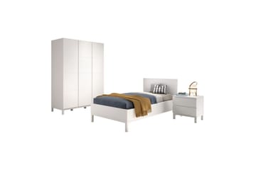 Seng med nattbord 3-dørs garderobeskap Eva - Møbler - Senger - Møbelsett til soverom