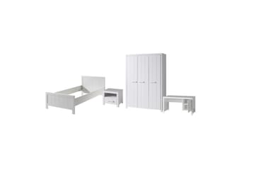 Seng med nattbord 3-dørs garderobeskap Skrivebord Erik - Møbler - Senger - Møbelsett til soverom