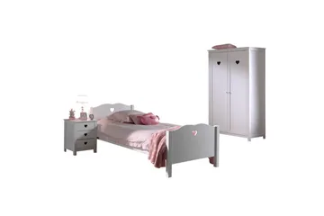 Seng med nattbord garderobe Amori Hvit 2-dørs - 2-dørs - Møbler - Senger - Møbelsett til soverom