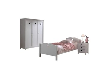Seng med nattbord garderobe Amori Hvit 3-dører - 3-dører - Møbler - Senger - Møbelsett til soverom