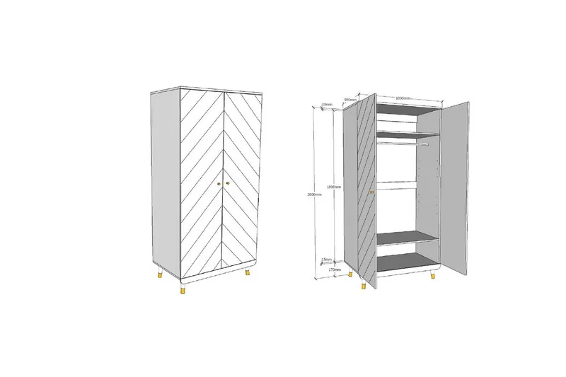 Seng med nattbord garderobe Billy Hvit - Møbler - Senger - Møbelsett til soverom