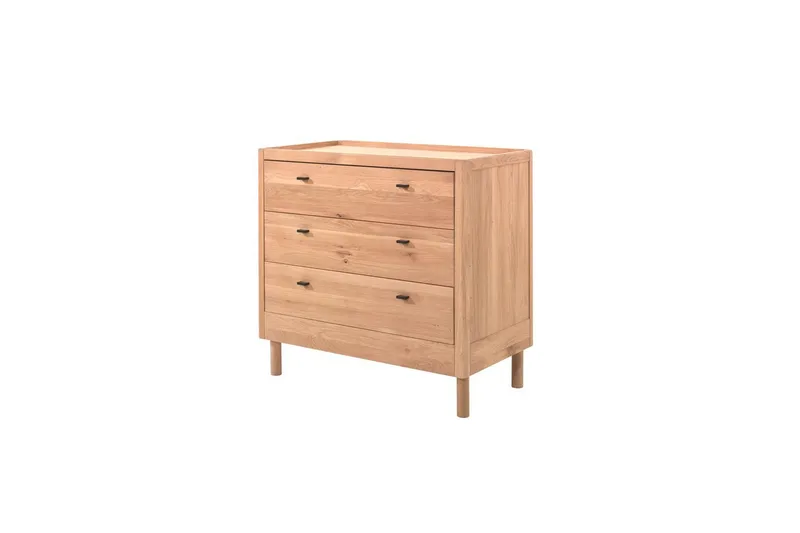 Seng med nattbord garderobe Forrest kommode med 3 skuffer Eik - Eik - Møbler - Senger - Møbelsett til soverom