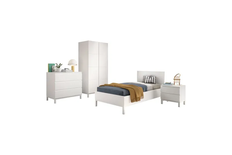 Seng med nattbord garderobe kommode Eva 2-dørs, 2-dørs